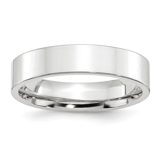 10k White Gold 5mm Standard Weight Flat Comfort Fit Wedding Band Size 4.5