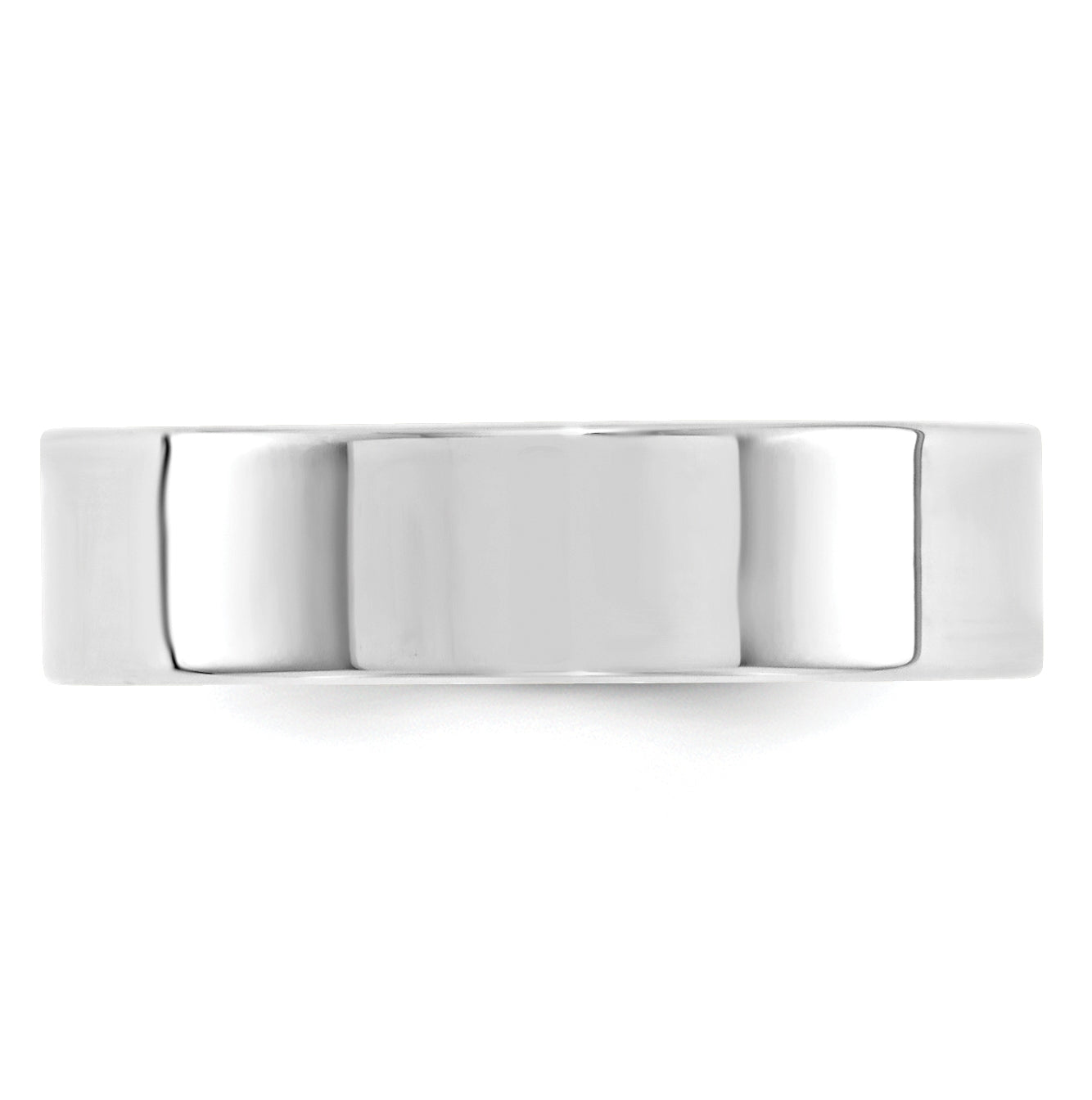 14k White Gold 6mm Standard Weight Flat Comfort Fit Wedding Band Size 5.5