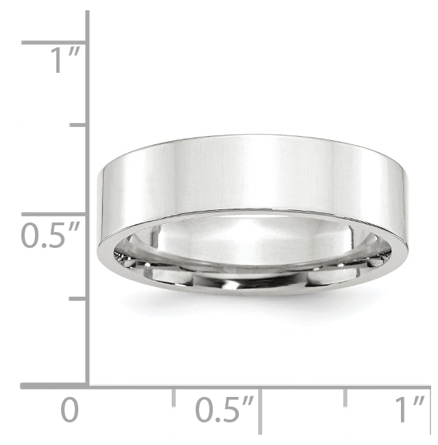 14k White Gold 6mm Standard Weight Flat Comfort Fit Wedding Band Size 4.5