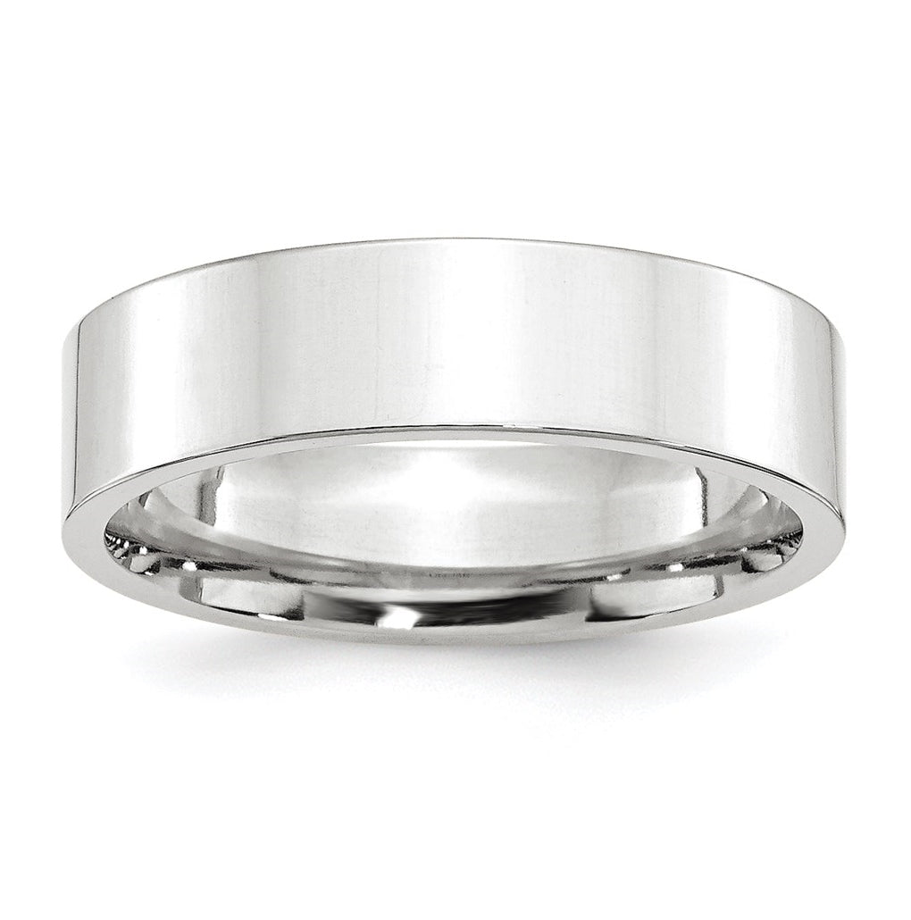 10k White Gold 6mm Standard Weight Flat Comfort Fit Wedding Band Size 5.5