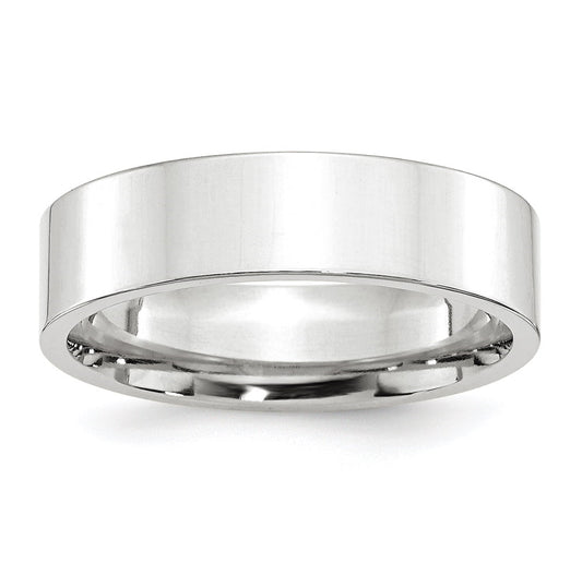 10k White Gold 6mm Standard Weight Flat Comfort Fit Wedding Band Size 5.5