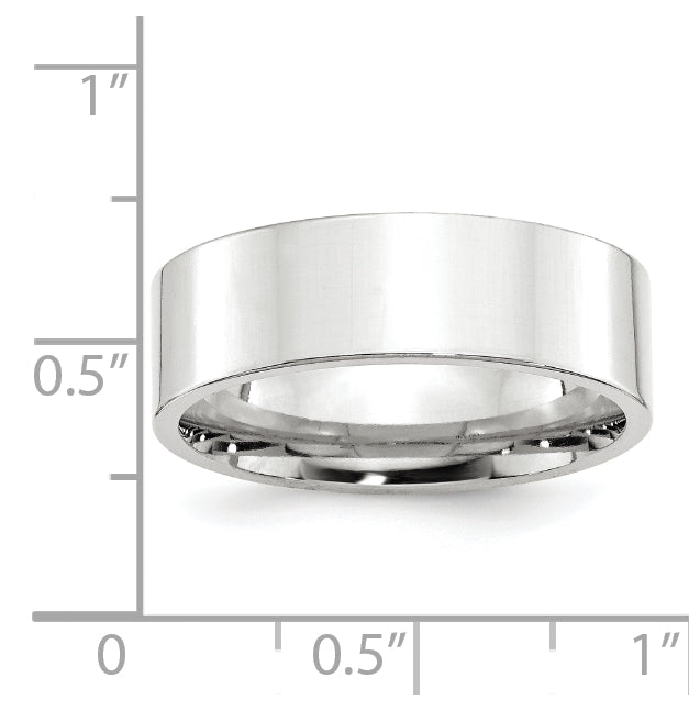14k White Gold 7mm Standard Weight Flat Comfort Fit Wedding Band Size 5.5
