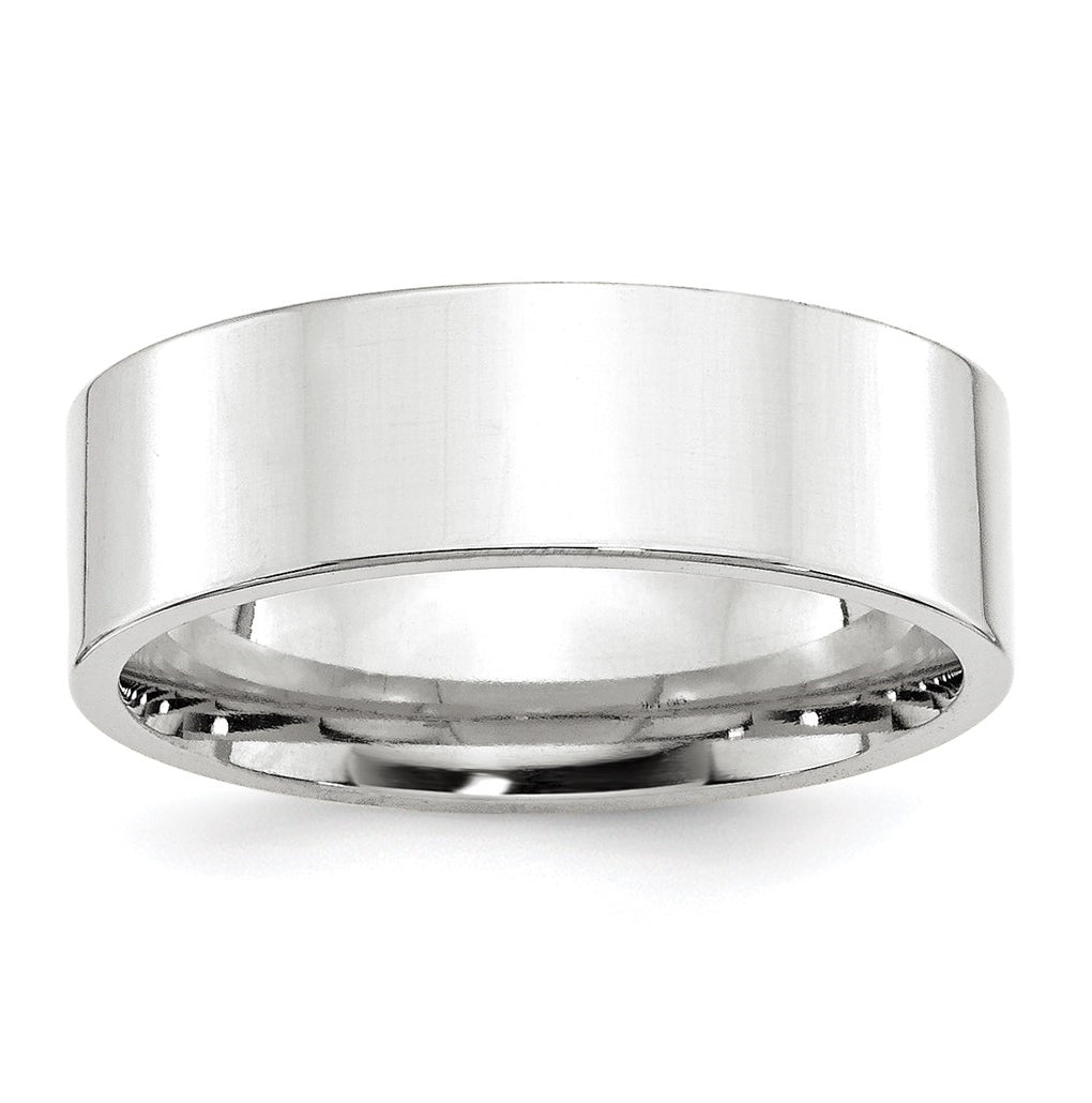 14k White Gold 7mm Standard Weight Flat Comfort Fit Wedding Band Size 5.5