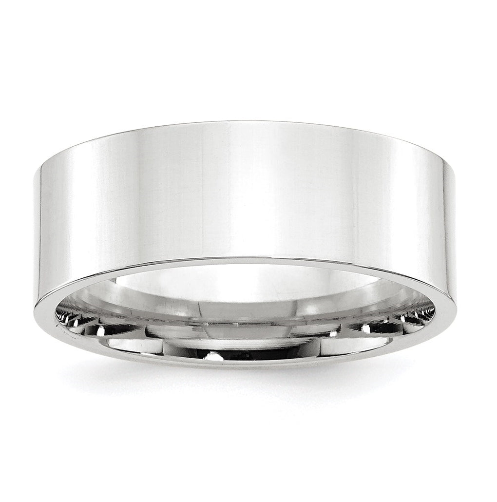 14k White Gold 8mm Standard Weight Flat Comfort Fit Wedding Band Size 5.5