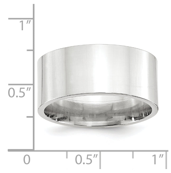 10k White Gold 10mm Standard Weight Flat Comfort Fit Wedding Band Size 5