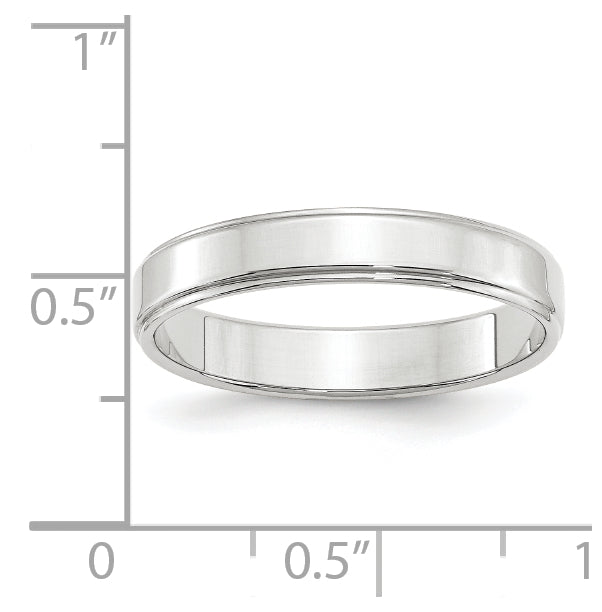 14k White Gold 4mm Flat with Step Edge Wedding Band Size 5
