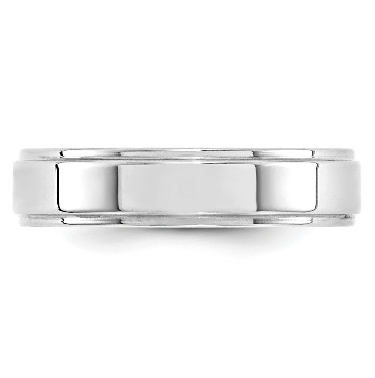 14k White Gold 5mm Flat with Step Edge Wedding Band Size 4