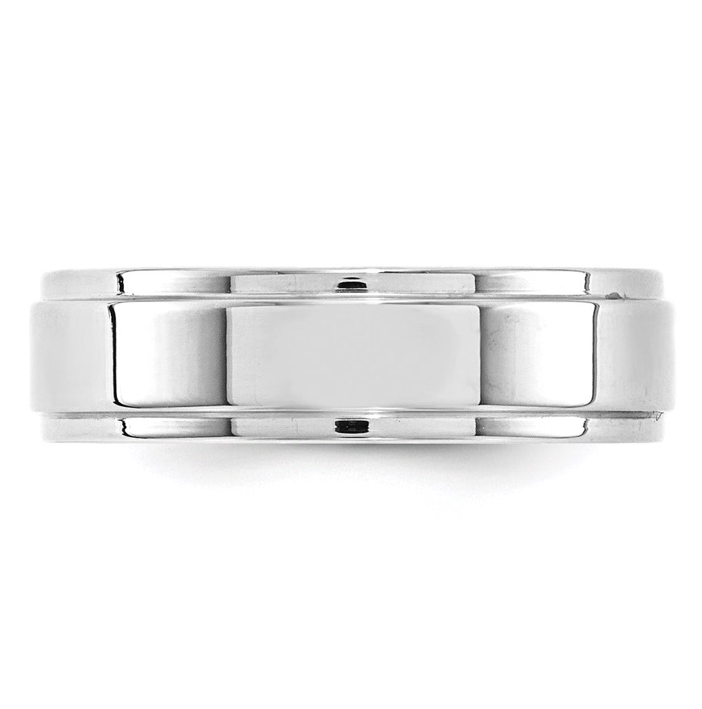 14k Yellow Or White Gold Flat with Step Edge Wedding Band
