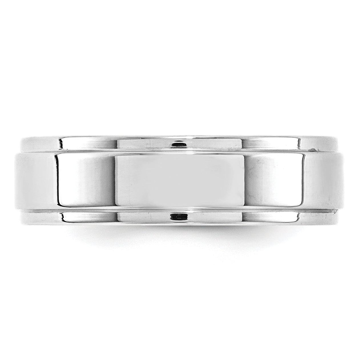 14k White Gold 6mm Flat with Step Edge Wedding Band Size 4.5