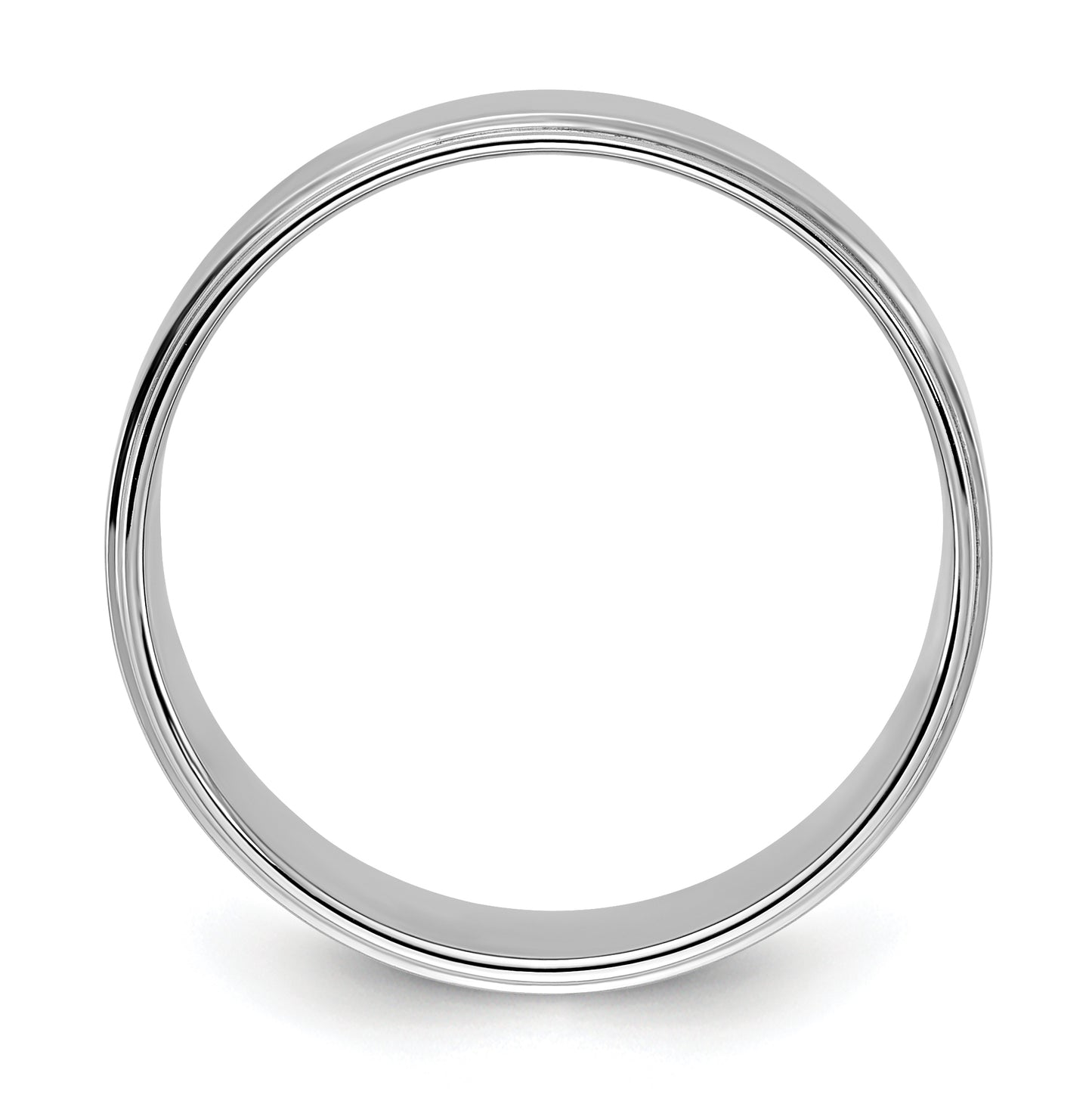 14k White Gold 8mm Flat with Step Edge Wedding Band Size 4.5