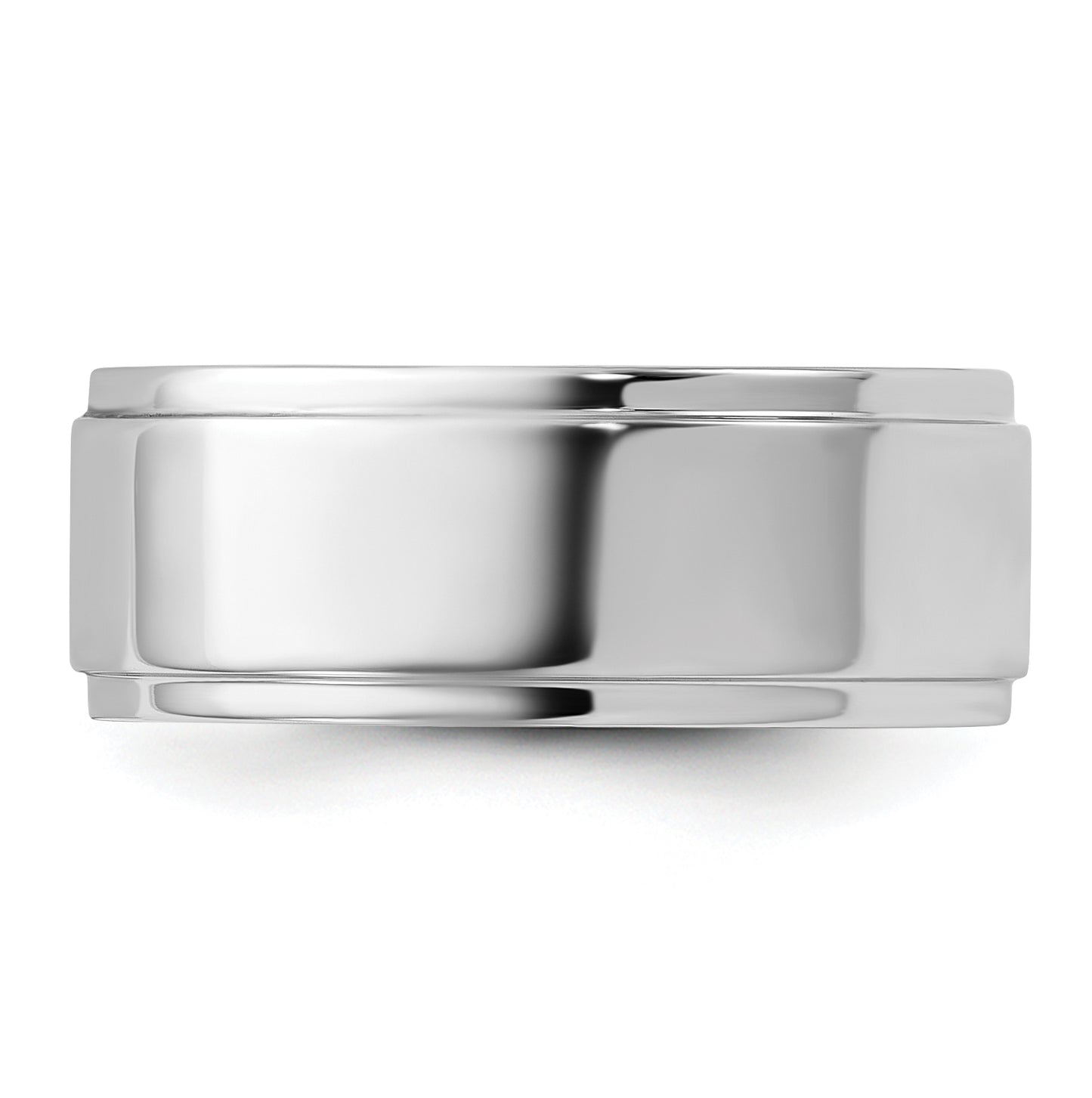 14k Yellow Or White Gold Flat with Step Edge Wedding Band