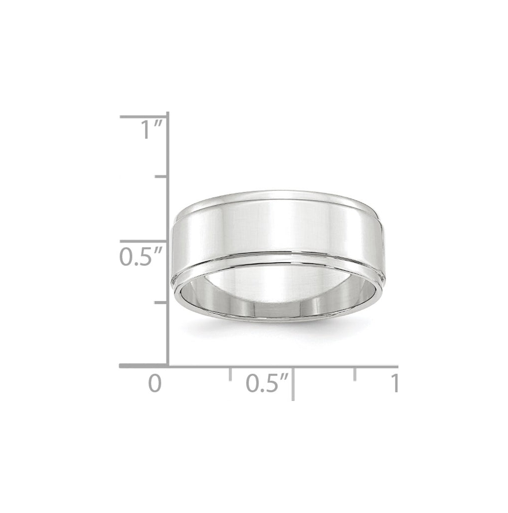 14k Yellow Or White Gold Flat with Step Edge Wedding Band