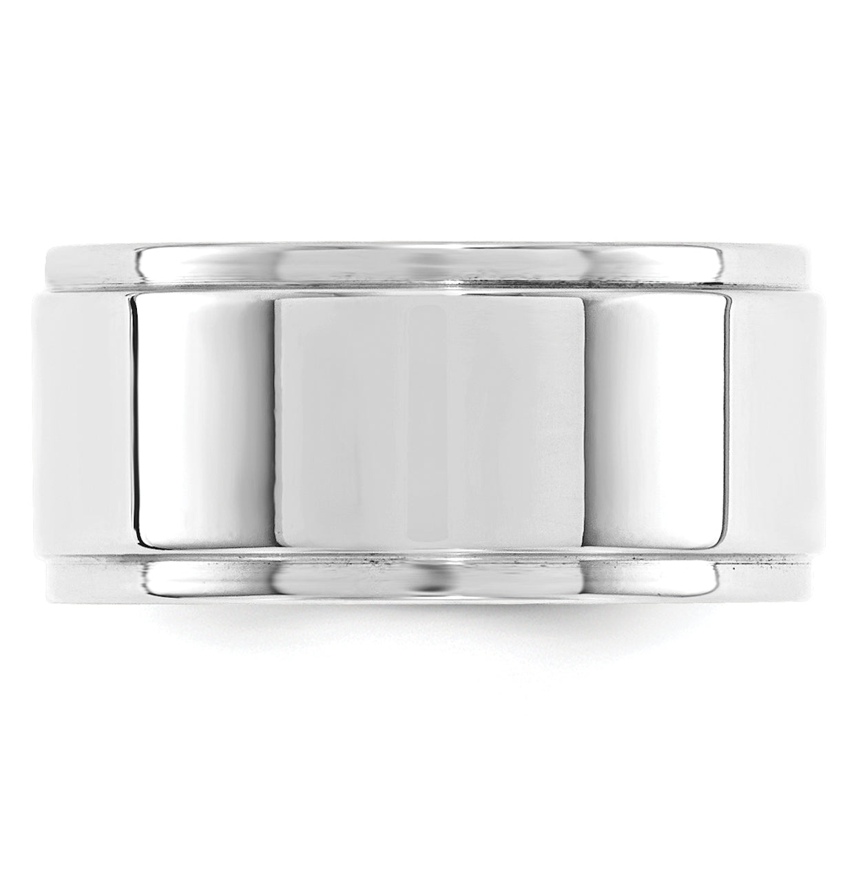 10K White Gold 10mm Flat with Step Edge Band Size 4.5