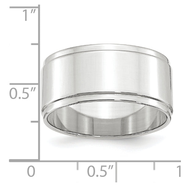 14k Yellow Or White Gold Flat with Step Edge Wedding Band