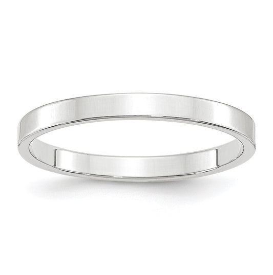 10k White Gold 2.5mm Lightweight Flat Wedding Band Size 5