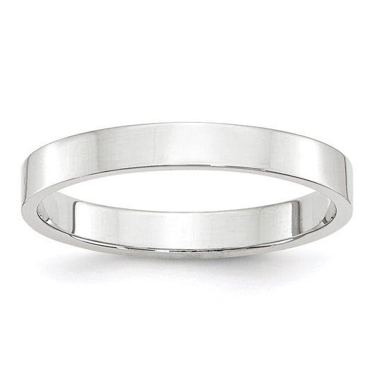 14k White Gold 3mm Lightweight Flat Wedding Band Size 4