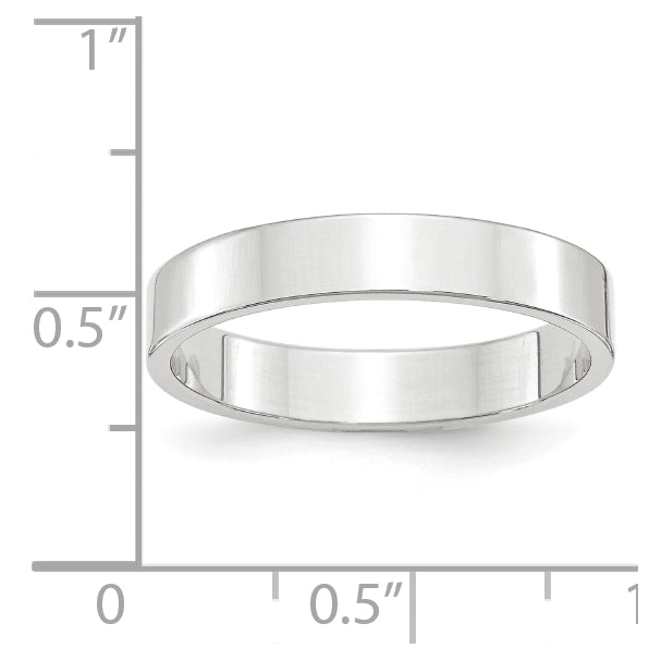 10k White Gold 4mm Lightweight Flat Wedding Band Size 5.5
