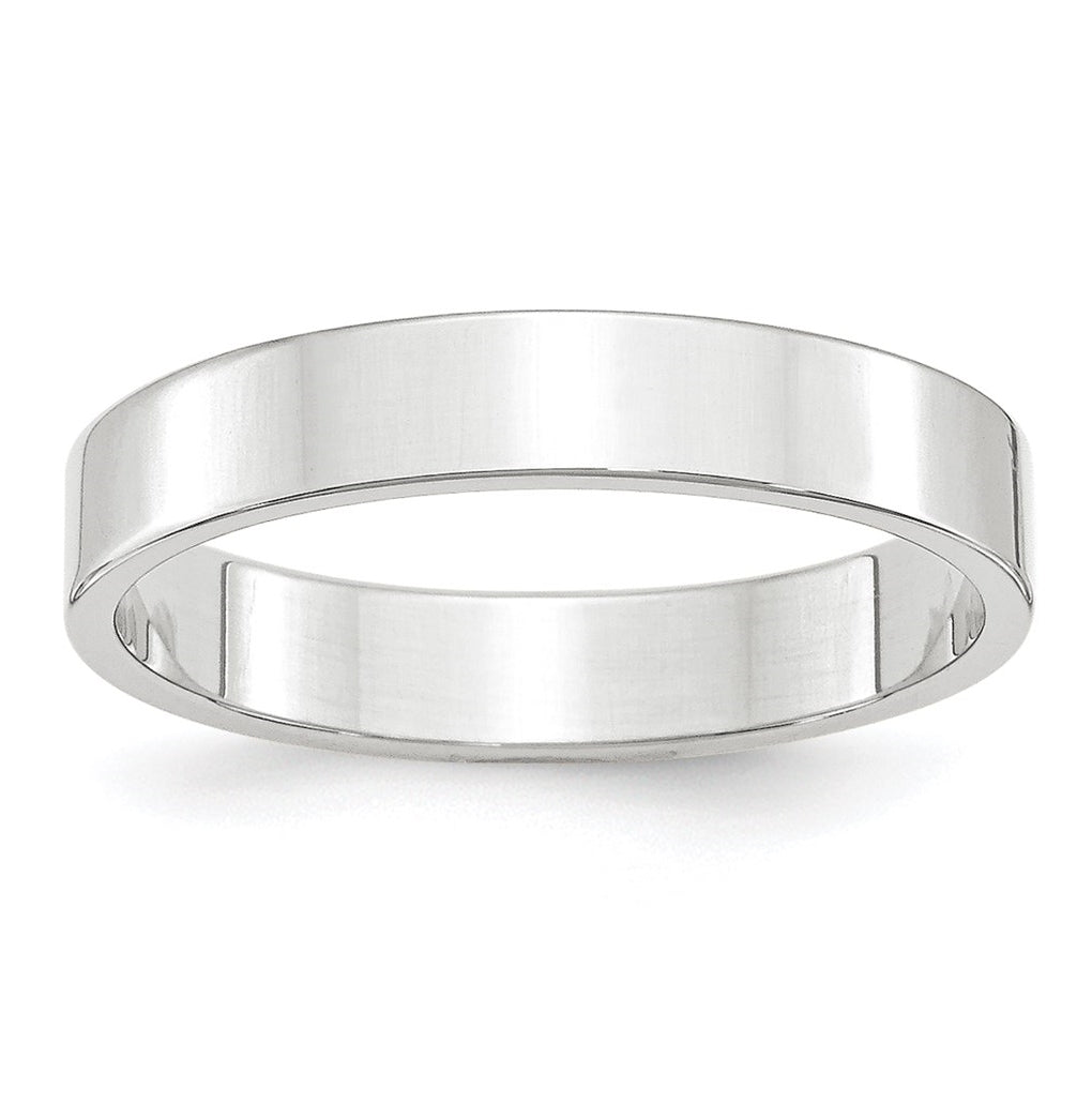 14k White Gold 4mm Lightweight Flat Wedding Band Size 5.5