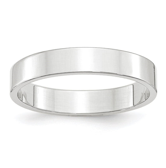 14k White Gold 4mm Lightweight Flat Wedding Band Size 5