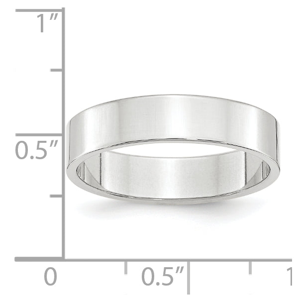 14k White Gold 5mm Lightweight Flat Wedding Band Size 5