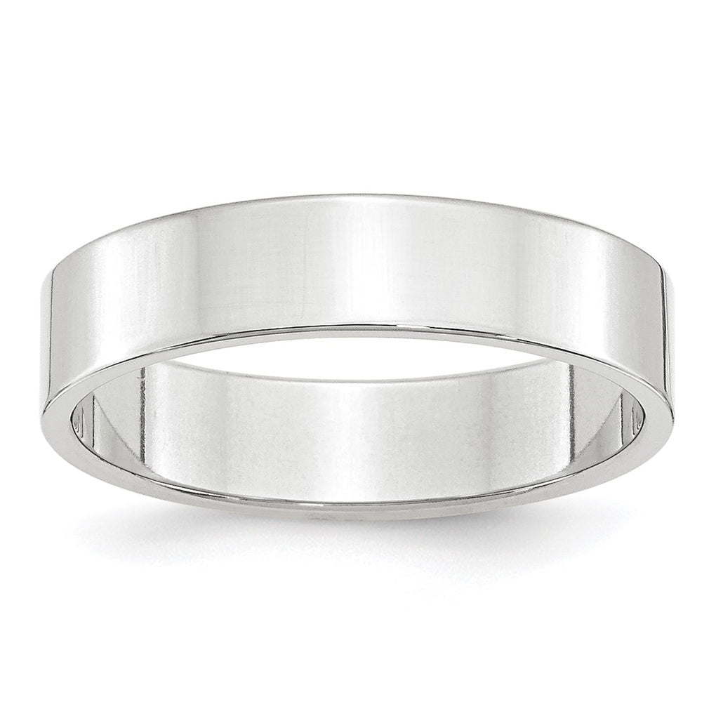 10k White Gold 5mm Lightweight Flat Wedding Band Size 4