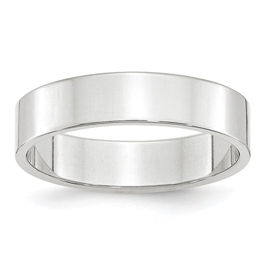14k White Gold 5mm Lightweight Flat Wedding Band Size 5