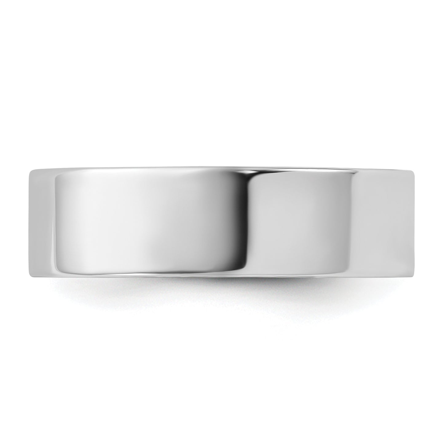 14k White Gold 6mm Lightweight Flat Wedding Band Size 5