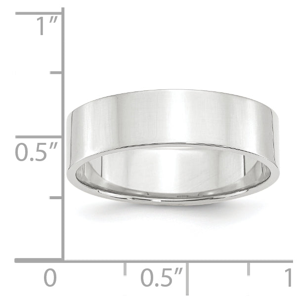 14k White Gold 6mm Lightweight Flat Wedding Band Size 5