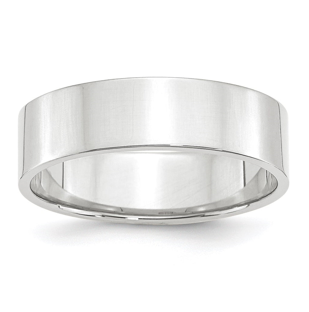 14k White Gold 6mm Lightweight Flat Wedding Band Size 5