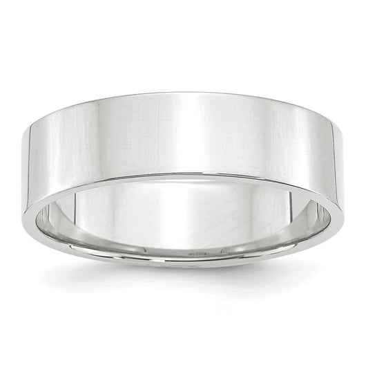 14k White Gold 6mm Lightweight Flat Wedding Band Size 5.5