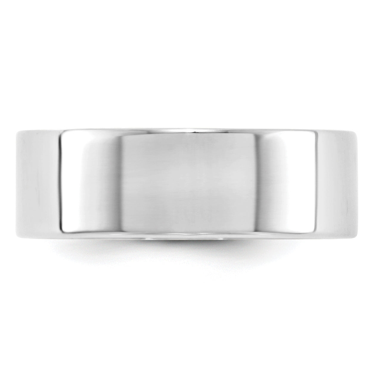 14k White Gold 7mm Lightweight Flat Wedding Band Size 5.5