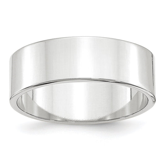 10k White Gold 7mm Lightweight Flat Wedding Band Size 5