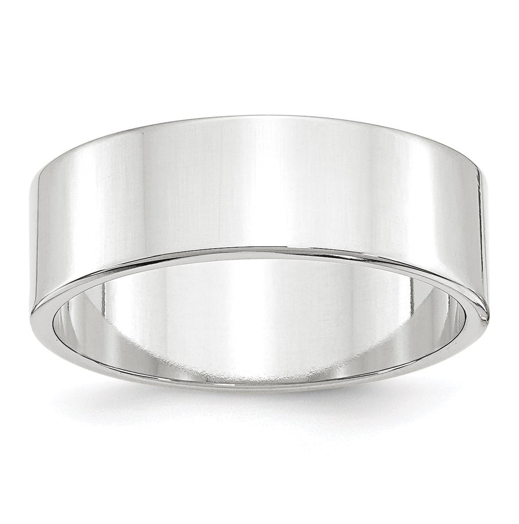 10k White Gold 7mm Lightweight Flat Wedding Band Size 5.5