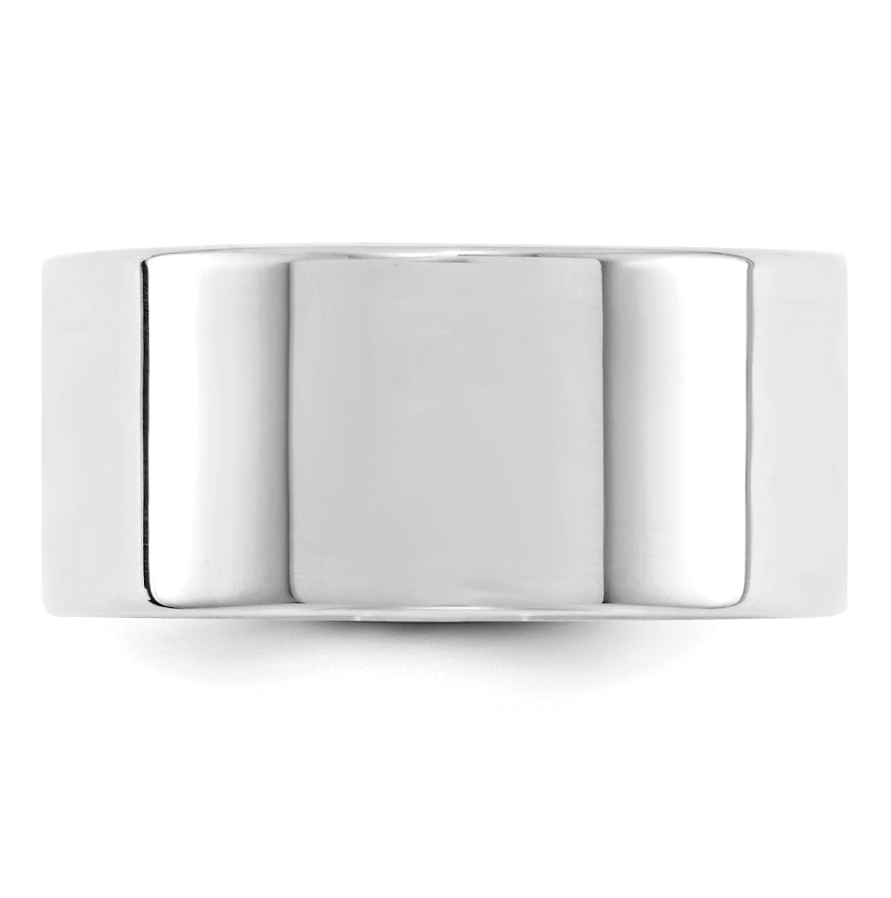 14k White Gold 10mm Lightweight Flat Wedding Band Size 4