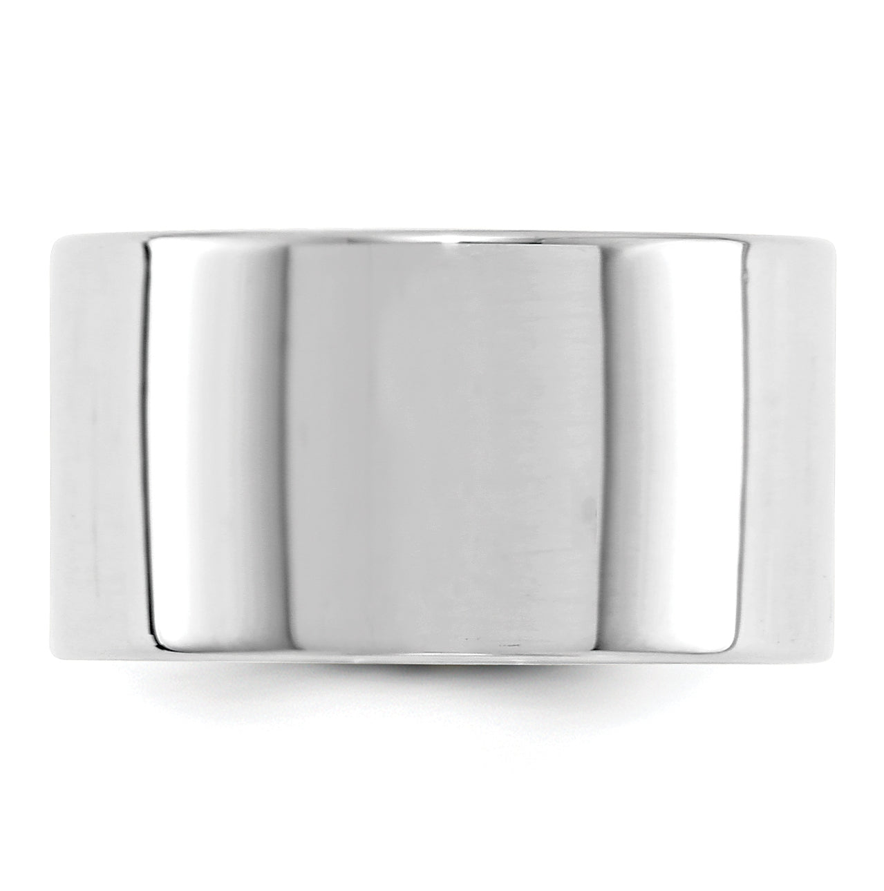 14k White Gold 12mm Lightweight Flat Wedding Band Size 5.5