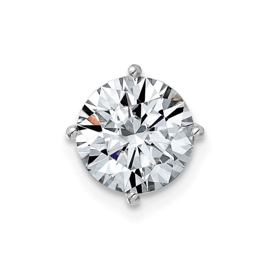 14K White Gold 2ct. 8.0mm Round G H I True Light Moissanite Solitaire Chain Slide
