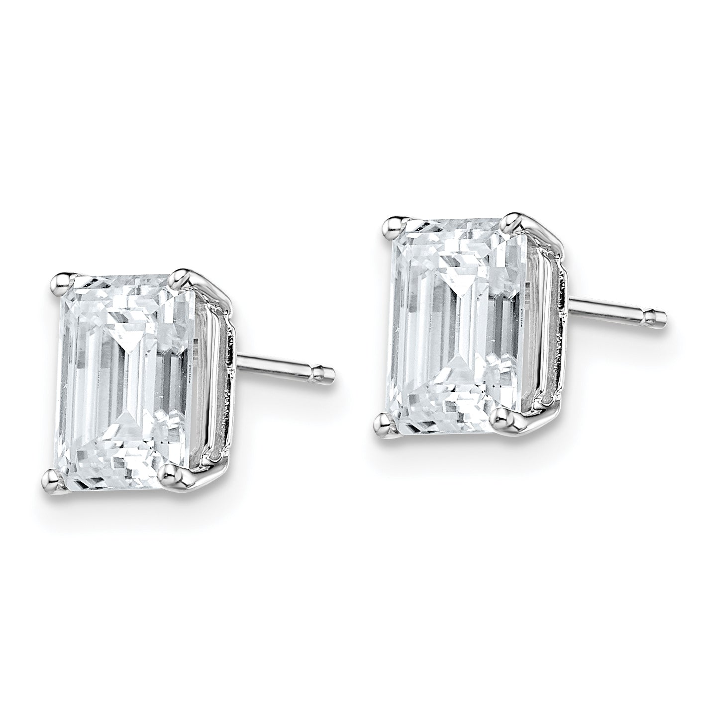 14K White Gold 3.5ct. 8x6mm Emerald Moissanite Earrings