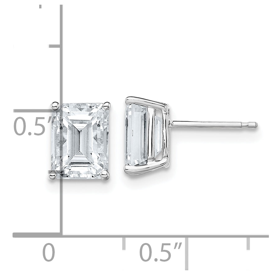 14K White Gold 3.5ct. 8x6mm Emerald Moissanite Earrings