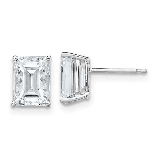 14K White Gold 2.1ct. 7x5mm Emerald Moissanite Earrings