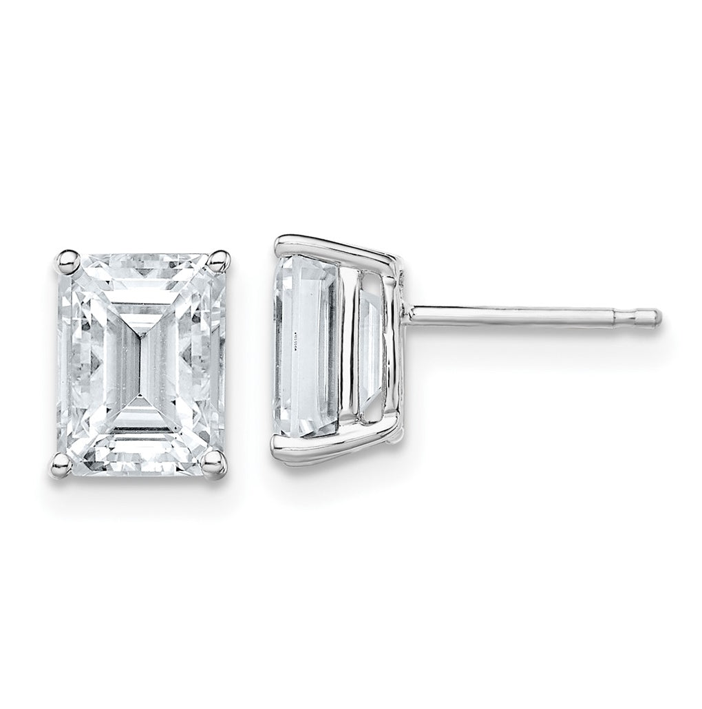 14K White Gold 5.2ct. 9x7mm Emerald Moissanite Earrings