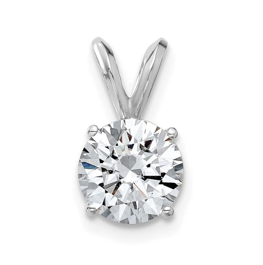 14K White Gold 1.50ct. 7.5mm Round D E F Pure Light Moissanite Solitaire Pendant