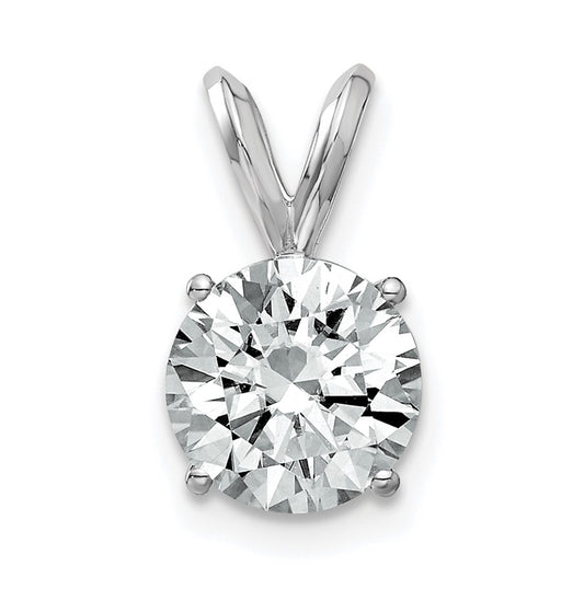 14K White Gold 2ct. 8.0mm Round G H I True Light Moissanite Solitaire Pendant