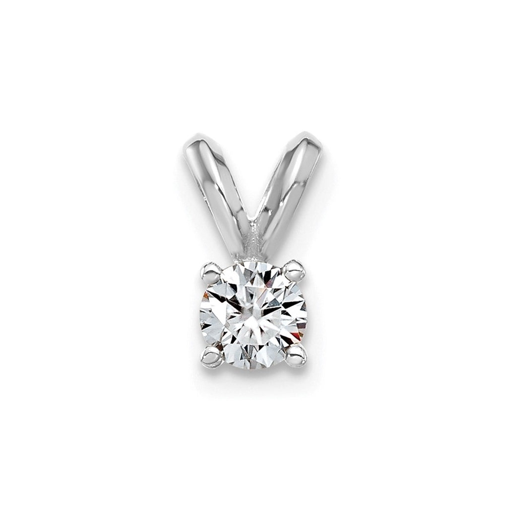14K White Gold 1/4ct. 4.0mm Round G H I True Light Moissanite Solitaire Pendant