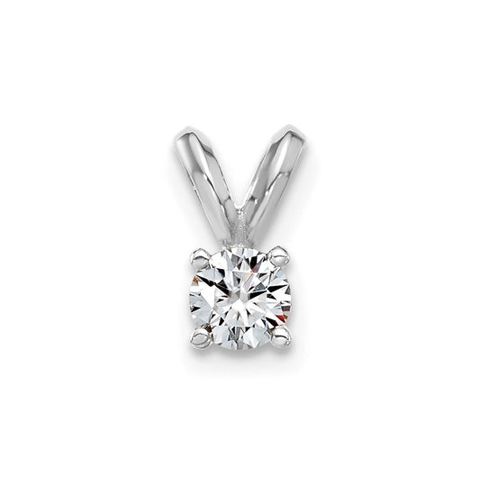 14K White Gold 1/4ct. 4.0mm Round G H I True Light Moissanite Solitaire Pendant