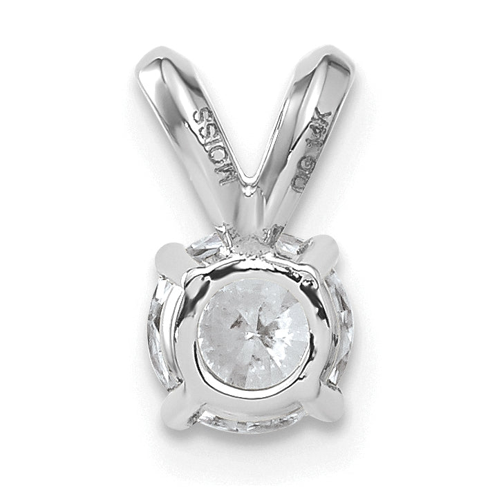 14K White Gold 1/2ct. 5.0mm Round G H I True Light Moissanite Solitaire Pendant