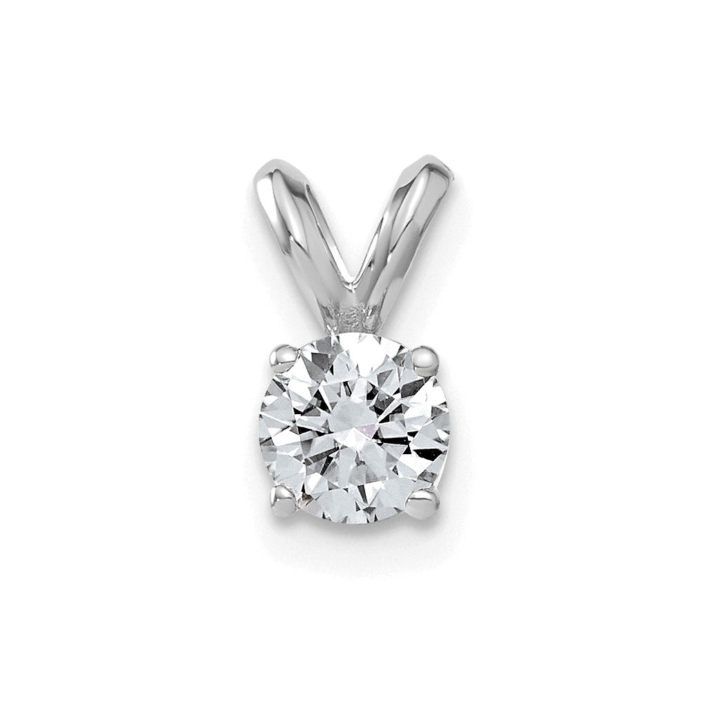 14K White Gold 1/2ct. 5.0mm Round G H I True Light Moissanite Solitaire Pendant