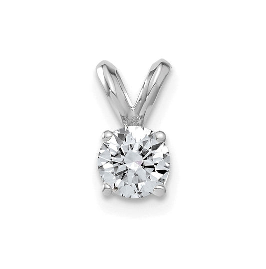 14K White Gold 1/2ct. 5.0mm Round G H I True Light Moissanite Solitaire Pendant