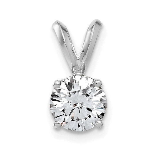 14K White Gold 1ct. 6.5mm Round G H I True Light Moissanite Solitaire Pendant