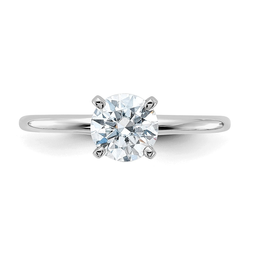 14k White Gold 3/4 carat Lab Grown Diamond VS/SI+ G+ Round Complete Solitaire Engagement Ring