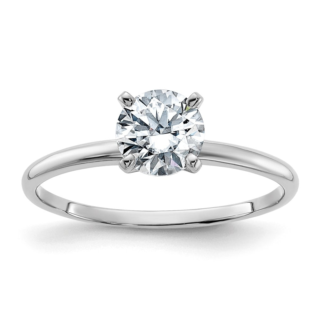 14k White Gold 3/4 carat Lab Grown Diamond VS+ F+ Round Complete Solitaire Engagement Ring